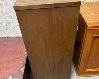 MCM walnut media cabinet w tambaur door