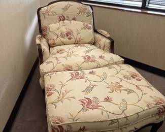 Bergere  Style Chair and ottoman.  Good condition