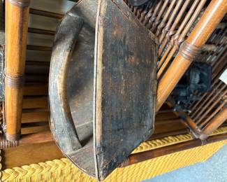 Antique Chinese Wooden rice measure basket, often called a "dou".