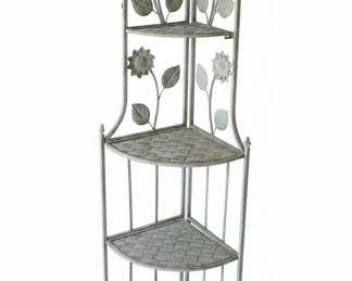 Vintage Metal Corner Shelf with Sunflower Motifs