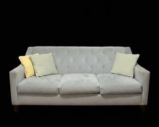 Macys Chloe Blue Velvet Tufted Sofa
