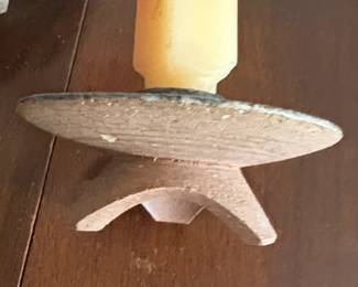 Pair of Ceramic Candlesticks with Taper Candles second image