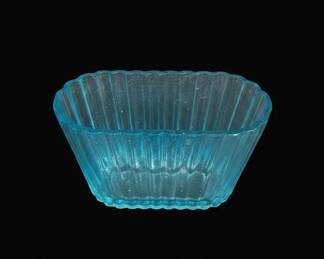 Blue Ribbed Glass Votive Candle Holder second image