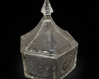 Indiana Glass Tiara Colonial Stars Eagle Covered Candy Dish
