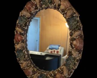 Oval Seashell and Succulent Mirror