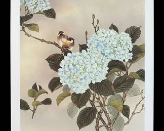 Hydrangea and Sparrows Print