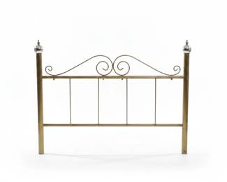 Vintage Brass Metal Bed Frame Headboard with Scrollwork