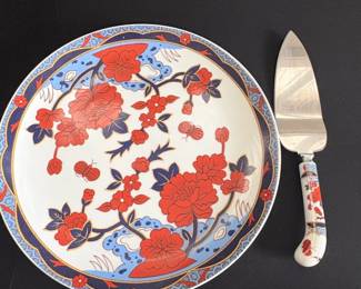 Imari Porcelain Cake Server and Plate Set