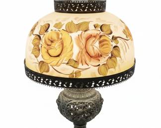 Victorian Gone With The Wind Style HandPainted Floral Oil Lamp Conversion Table Lamp third image
