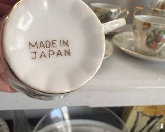 Vintage Japanese Porcelain Tea Set with Courting Couple Scene and Gilded Trim fifth image