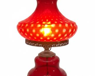 Vintage Ruby Red Glass Oil Lamp third image