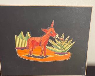 MidCentury Donkey and Cactus String Art Panel