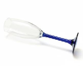 Cobalt Blue Twisted Stem Champagne Flutes