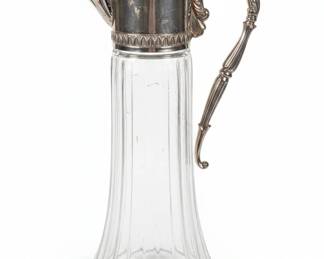 Vintage Italian SilverPlated Ribbed Glass Pitcher