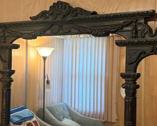 Ornate Victorian Revival Triple Arch Gilt Wood Mirror second image