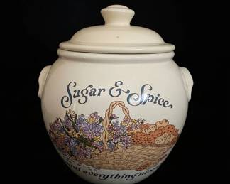 Vintage Treasure Craft Sugar Spice Ceramic Cookie Jar