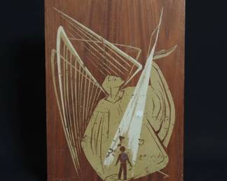 MidCentury Modern Abstract Wood Panel Art