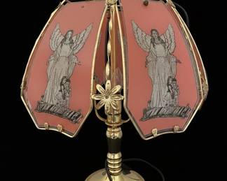 OK Lighting Angel Motif Glass Panel Touch Lamp second image