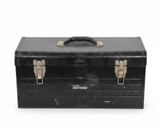 Vintage Craftsman Metal Toolbox with Red Tray