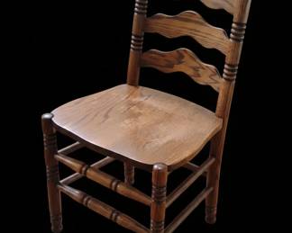 Vintage Ladder Back Oak Dining Chair with Spindle Back and Turned Legs second image