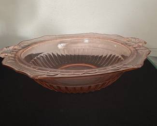 Anchor Hocking Mayfair Open Rose Pink Depression Glass Bowl fifth image