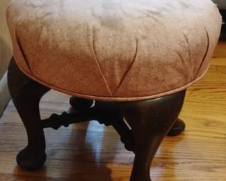 Victorian Style Upholstered Footstool with Cabriole Legs