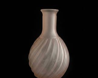 Frosted Pink Glass Swirl Carafe and Dish Set second image