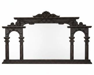 Ornate Victorian Revival Triple Arch Gilt Wood Mirror