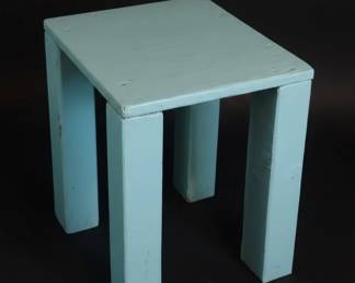 Handmade Pine Wood Stool, Painted Base