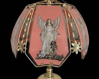 OK Lighting Angel Motif Glass Panel Touch Lamp
