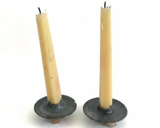 Pair of Ceramic Candlesticks with Taper Candles