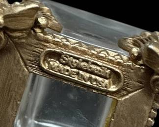 Vintage Regency Vanity Rose Motif Ormolu Style Gold Glass Ornate Perfume Bottle fourth image
