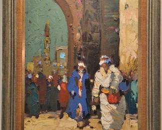 Large Orig. Orientalist Oil by Hadad Bey