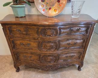 French-Provincial-Style Walnut Carved Dresser