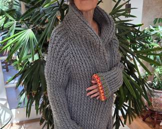 Vintage Wool Knit Wrap Coat