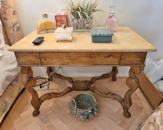 Pair, Italian-Style Stone-Top Side Tables