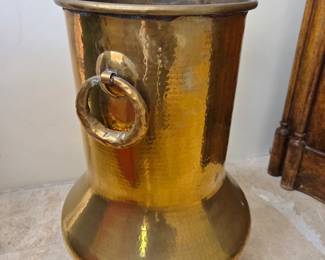 Vintage Hand-Hammered Brass Umbrella Stand