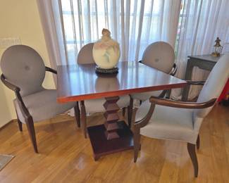 Donghia Game Table w/ Four Armchairs by Jean-Michel Frank; Lidded Jar by Christy Johnson, listed