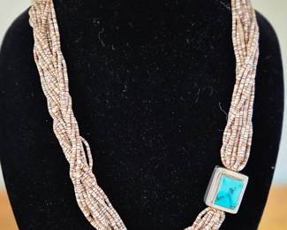 Sterling, Tourqoise, Shell Necklace