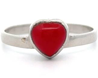 Coral Heart Estate Ring