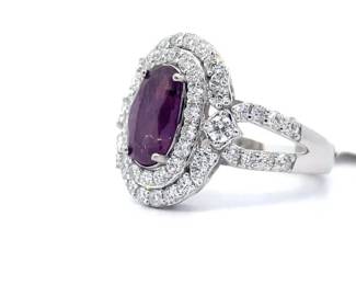 Oscar Friedman 3.15 Carat Natural Kashmir Sapphire & Natural Diamond Ring in Platinum