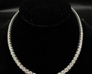 36.10 Carat Natural Diamond Tennis Necklace in Platinum