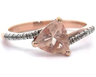 Estate Find! Champagne Colored Stone & WhiteTopaz Curved Estate Ring