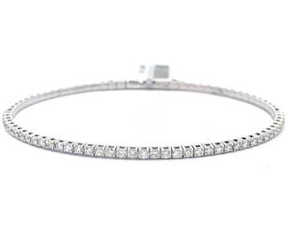 1.02 Carat Natural Diamond Bangle Bracelet in 14k White Gold