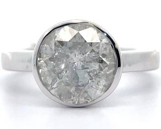 3.01 Carat Natural Diamond Ring in 18K White Gold