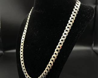 NEW! 7.80mm Shiny Beveled Curb Link Chain 22" Necklace, Heavyweight 34.20 Grams!
