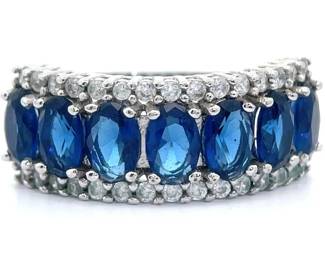 Blue & White Faceted Band Ring