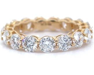 NEW! 5.00 Carat Round Diamond Shared Prong Full Eternity Ring in 14k Yellow Gold