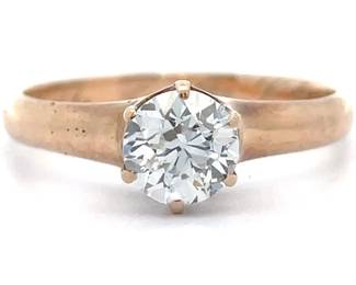 Rare!! Victorian 1894 Antique 0.72 Carat Old Mine Cut Natural Diamond 6-Prong Solitaire Ring in 14k Yellow Gold