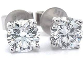 NEW! 1.50 Carat Diamond Round Solitaire Classic Stud Earrings
